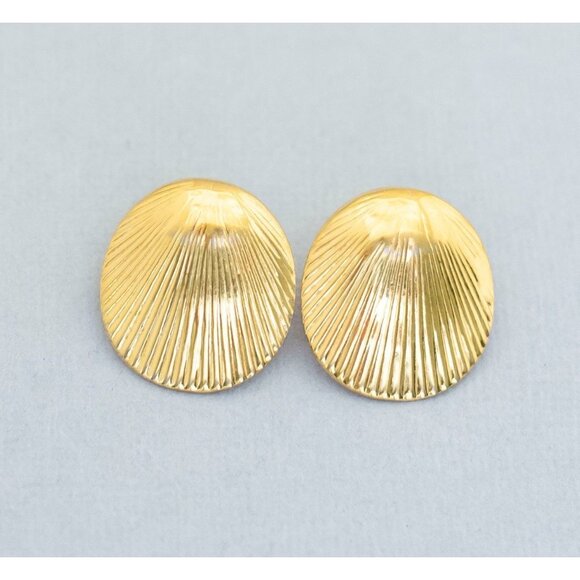 Golden buttons vintage stud earrings (C6) - Picture 1 of 2